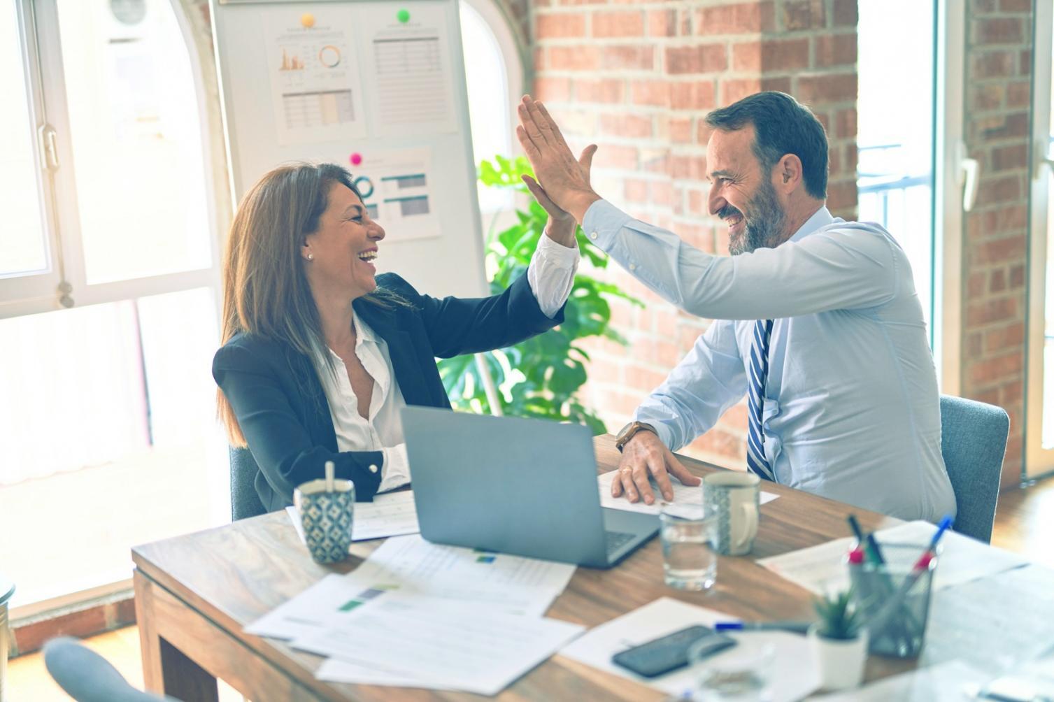 Workshop-Teilnehmer arbeiten gemeinsam an SEO-Projekten